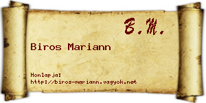 Biros Mariann névjegykártya